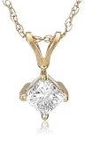 14k Yellow Gold Princess Cut Diamond Solitaire Pendant (1/2 ct, I-J Color, I1-I2 Clarity)