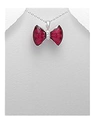 Bow CZ Pendant Necklace In Sterling Silver