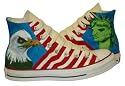 Chuck Taylor All Star Hi Top Custom Unbleached White Freedom Statue of Liberty and Eagle