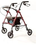 Super Light Rollator Lightweight Aluminum Loop Brake Folding Walker Adult W/height Adjustable Seat By Legs and Arms w/ 6