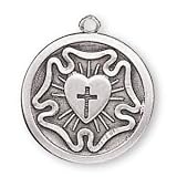 Sterling Silver Lutheran Medal and 18-inch Chain