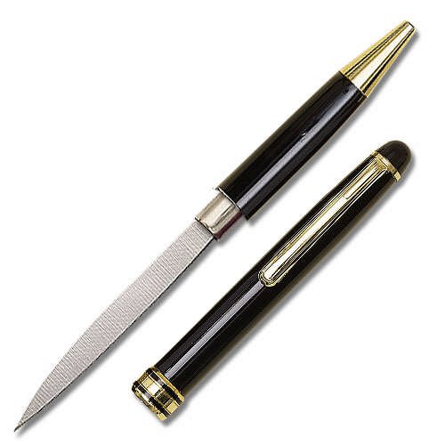 Deluxe Black Ink Pen Knife with Straight Blade