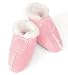 Kiddopotamus & Co Sherpa Bootties Pink Faux Suede And Ivory Faux Fur Large 12 - 18 Months With Teddy