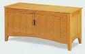 Mission Style Curved Shape Top and Skirted Base Oak Finish Scored Wood Cedar Chest