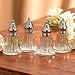 4 SALT AND PEPPER SHAKERS - 4 PIECE GLASS SALT AND PEPPER SHAKERS WITH NICKEL PLATED COVERS - salt and pepper shakers