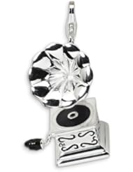 Amore LaVita(tm) Sterling Silver 3-D Enameled Phonograph w/Lobster Clasp Charm for Charm Bracelet