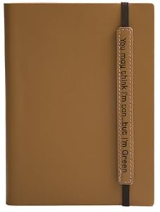 Go Green! Eco Friendly Recycled Leather Lined Diary / Journal, Tan, 5x7"