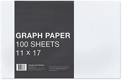 VELA Graph Paper, 11 x 17, 100 Loose Sheets, Premium 24lb Heavyweight Paper, Class-2 'Optimized' Paper (Isometric Grid Variation)