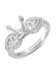 14K White Gold 0.74cttw Round Diamond Semi Mount Engagement Ring