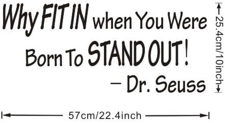 Thostore Original Quote Wall Decals Why FIT IN when You Quote Wall Decor Wall Sticker