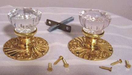 Antique Type Dummy/french Door Knobs with Crystal Glass & Solid Natural Brass Antique Type Dummy/french Door Knobs with Crystal Glass & Solid Natural Brass
