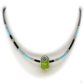 slide-on Starter Necklace rubber with 1 Murano Bead No.017, Beads bracelet charm