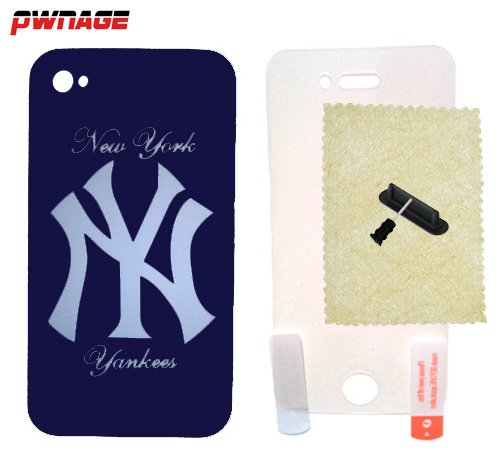 New York Yankees iPhone 4 & 4s Case (Blue) + 4x Accessories (Pwnage)