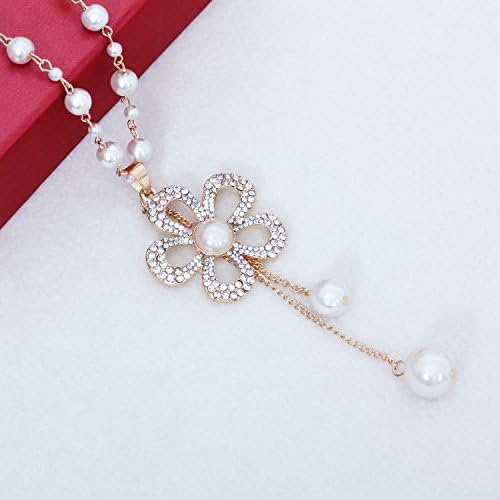 Flower Girl Jewelry Gold-tone Simulated Pearl Long Pendant Sweater Elegant Girl Lady Statement necklace