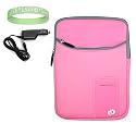 Pink Amazon Kindle DX 3 Pocket Vertical Carrying Sleeve + Rapid Kindle DX Car Charger + Live*Laugh*Love Wrist Band!!! (Kindle DX Not Included)