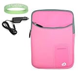 New Pink Amazon Kindle DX 3 Pocket Vertical Carrying Sleeve + Rapid Kindle DX Car Charger + Vangoddy tm, Live*Laugh*Love wrist band!!!