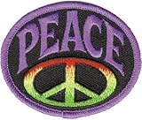Peace Sign Oval Hippie Embroidered Iron On Patch