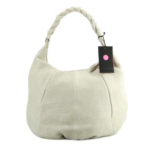 IO Pelle Italian Designer Light Gray Leather Large Hobo Bag Shoulder Bag with Pouch