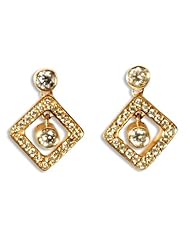 14k Yellow Gold Square Stud Drop Dangle Diamond Earrings (GH, I1-I2, 0.50 carat)