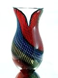 Hand Blown Black Reticello Patterned Glass Vase