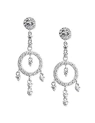 14K White Gold Diamond Dangle Earrings (1/2Cttw, SI Clarity, F Color)