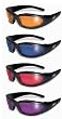 4 Pair Set of Chicago Foam Padded Glasses Sunglasses, Motorcycle Atv Sports Eyewear Shiny Black Frame Purple, Blue, Red and Orange Lenses Has Comfortable Vented Eva Foam Padding on the Entire Inside of the Glasses to Fit Snug to Your Face and Protect Against Wind and Dust