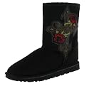 KOOLABURRA Sacred Cross Short Warm Lined Womens Australian Genuine Sheepskin Boots Shoes Black