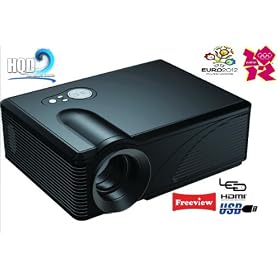 HD LED Projector For Game Consoles, TV, Blu Ray, DVD, Digi Box, Sky HD, Virgin, Media Player upto 150" Screen Size, FREEVIEW BUILT IN, with USB slot, By HQD Brand