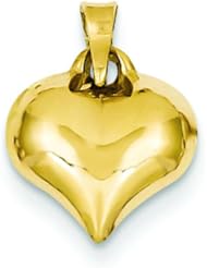 14K Gold Puffed Heart Charm Love Jewelry Pendant