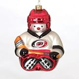 Pack of 2 NHL Carolina Hurricanes Hockey Snowman Glass Christmas Ornaments 5.5"