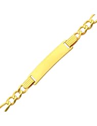 14K Yellow Gold 4.0mm Baby ID Figaro Bracelet with Lobster Claw Clasp - 6"Inches