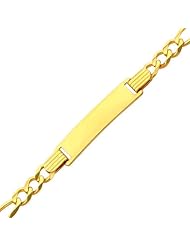 14K Yellow Gold 4.0mm Baby ID Figaro Bracelet with Lobster Claw Clasp - 5.5"Inches