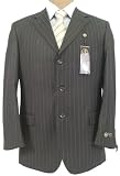 Caravelli Mens SB 3 Button Charcoal Gray Pinstripe Suit - Size 44L
