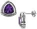 Sterling Silver Cable Earrings with Purple Zircons .925
