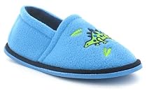 Dinosaur Hunters "Leaf" Boys Full Slippers - Blue/Green - 7 UK