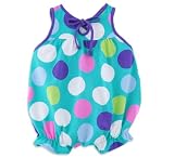 Chez Ami by Patsy Aiken Designs Sleeveless One Piece Knit Bubble Romper Caribbean Dot Print Girls Sizes 3M-3