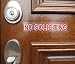 (Pack of 50) Better Designed Unique NO SOLICITING Sticker Sign to Keep Solicitors Away! Red color like a stop sign, back adhesive, transparent and removable. promotional pack for home owner associations, apartment and office management business.