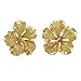 Sterling Silver with Yellow Gold Tone Overlay 5/8 Inch Hibiscus Stud Earrings