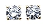 18k Yellow Gold, Round, Diamond 4-Prong Stud Earrings (1/3 cttw, H-I Color, SI1-Si2 Clarity)