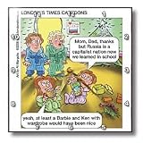 Londons Times Funny Famous Cartoons - Russia vs. Barbie Dolls - Wall Clocks