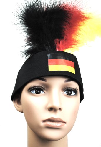 Immerschön Stirnband mit Federn Deutschland Uni-Größe WM EM Olympia Fußball Fan Fanmeile Fanartikel