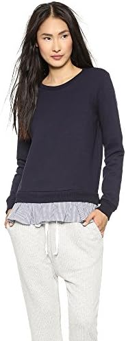 Clu Women's Ruffled Shirting Sweatshirt, Navy/Stripe, Small