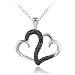 Sterling Silver Black Diamond Accent Double Swirl Heart Necklace
