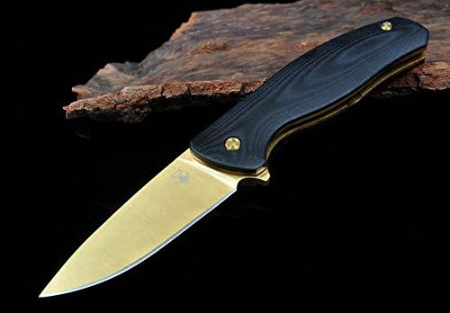 shiorgorov F95 ball bearing tactical folder knife gold handle black G10 blade pocket rescue knife (black gold)
