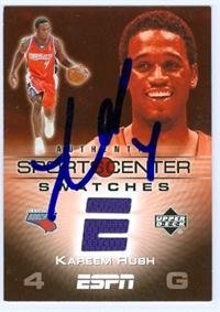 Kareem Rush autographed Basketball Card (Charlotte Bobcats) Game Used Jersey Swatch card upper deck