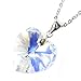 Sterling Silver Clear AB Love Heart Pendant Necklace, 16'' w/ 2