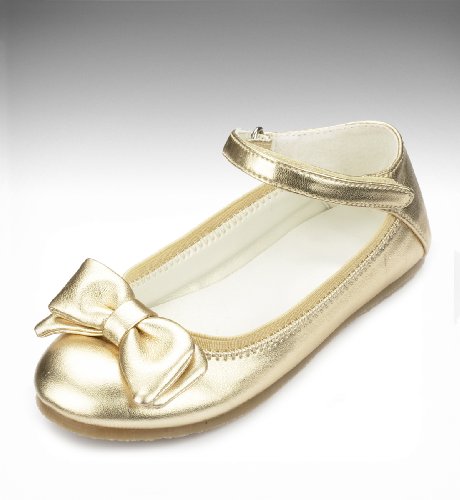Younger Girls Ankle Strap Bow Ballet Shoes