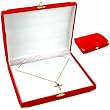 Red Flocked Necklace Pendant Box Gift Chain Display