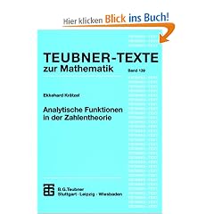 Analytische Funktionen in der Zahlentheorie (Teubner-Texte zur Mathematik)