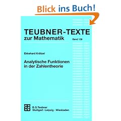 Analytische Funktionen in der Zahlentheorie (Teubner-Texte zur Mathematik)